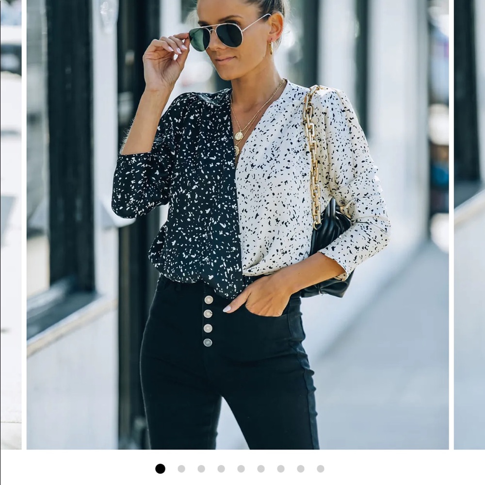 It’s all black + white contrast drape bodysuit